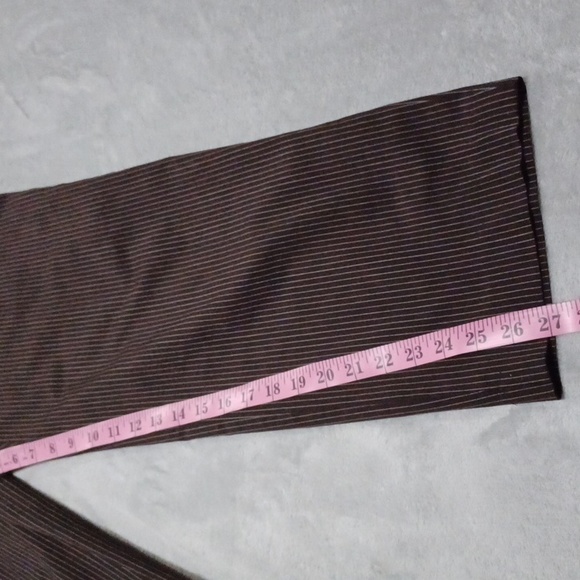 Evan-Picone Stretch Brown Pinstriped Dress Pants High Waist Trousers Size 10. - Picture 11 of 12